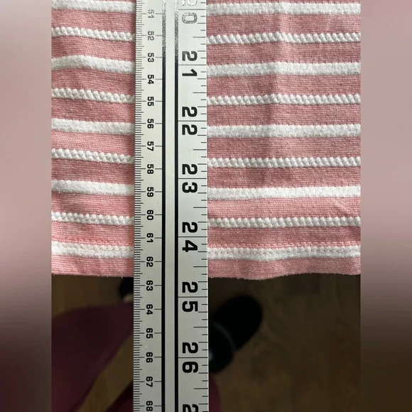 Denver Hayes Women Large Cotton Blend Pink and White 3/4 Stripped Shirt - Picture 9 of 13
